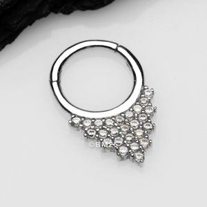 14 Karat White Gold Shimmering Sparkles Array Seamless Clicker Hoop Ring
